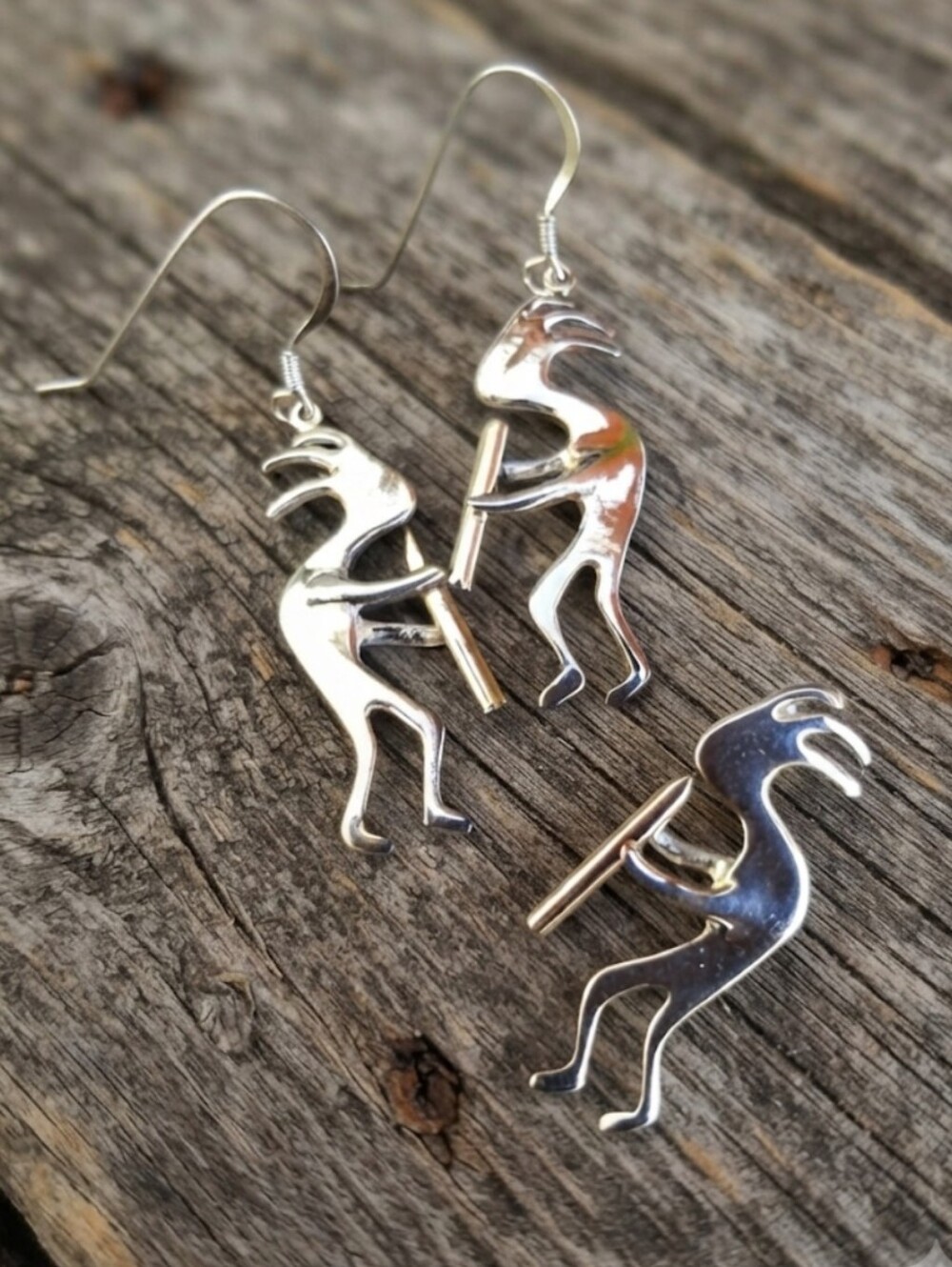 Sterling Silver Kokopelli Pendant & Earrings SET